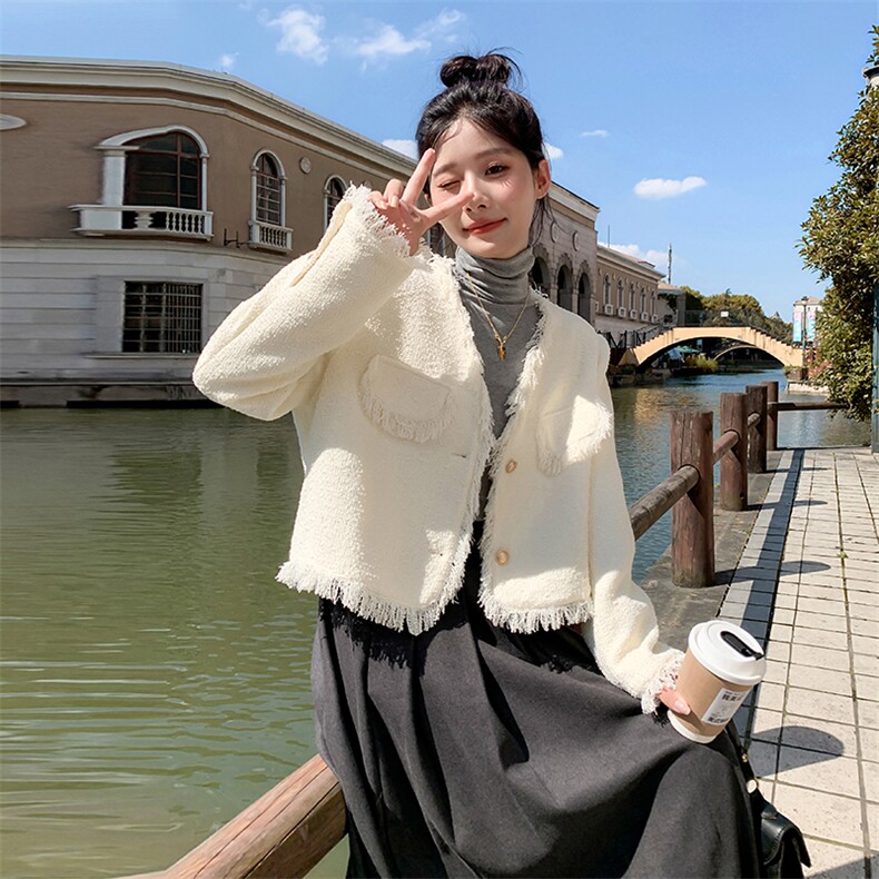2025春秋季新款法式气质小香风外套女韩版显瘦名媛短款小个子上衣,女装短外套,2C187