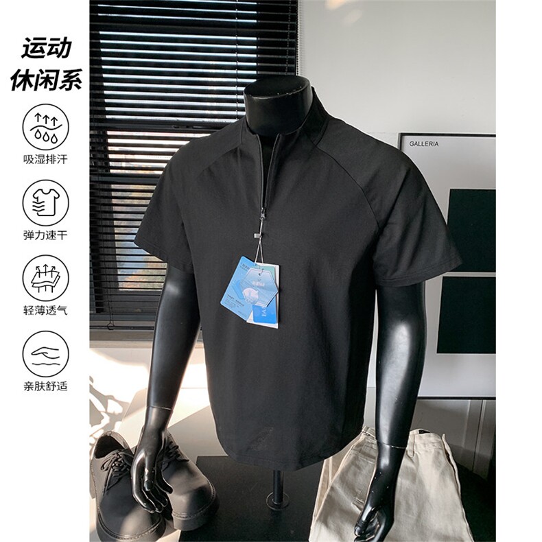2026夏季新款迪桑棉半拉链短袖T恤男DT6202-特P20建议零售价48,男装T恤,电商A001-1