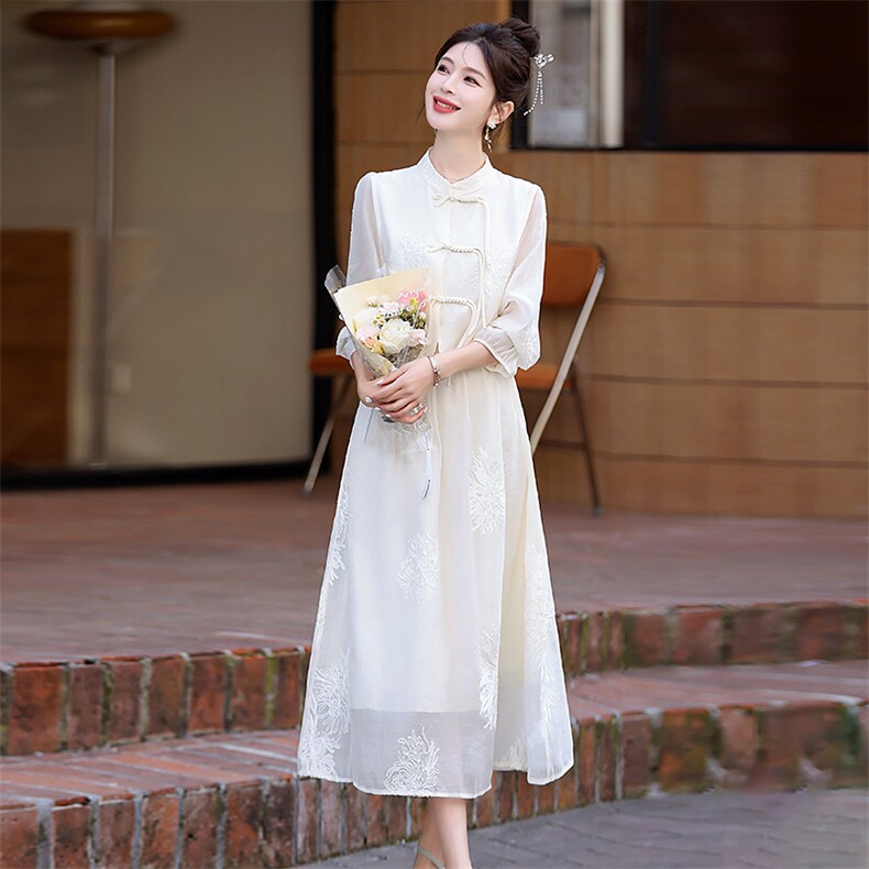【现货】绣花连衣裙两件套2024夏季新款气质优雅裙子,女装连衣裙,C位