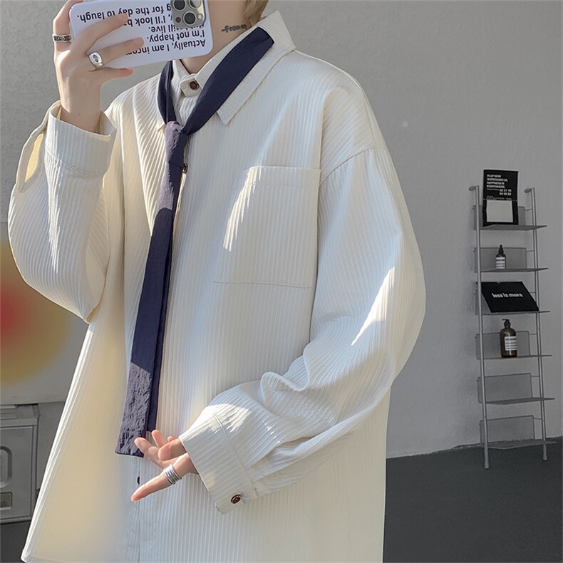（送个性领带）CS1160-特P42控88肌理感长袖男小众设计大码衬衣,男装衬衫,电商A059