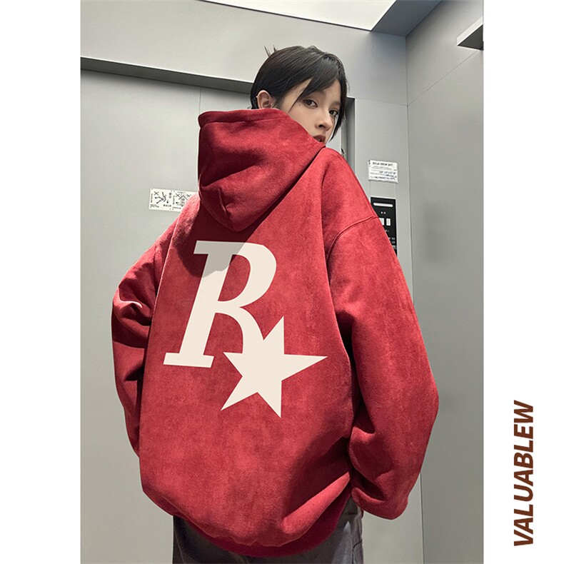 ！麂皮绒连帽卫衣直播品质重磅400克R星印花JL7134-P45控78,男装卫衣,星座508（原C305）