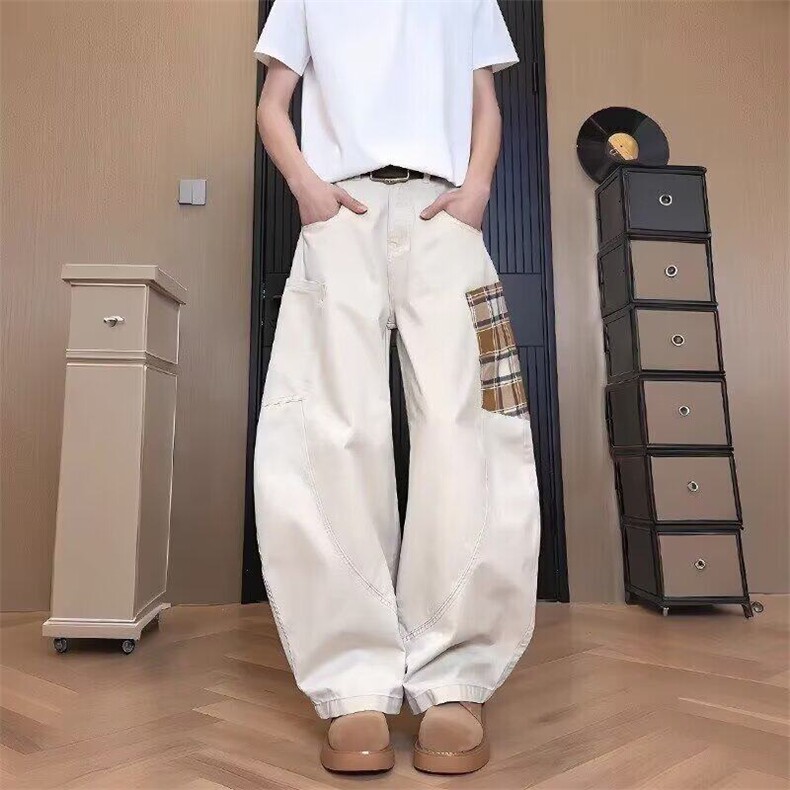 美式复古弯刀裤子男春夏季潮牌宽松痞帅cleanfit情侣大口袋工装裤图片