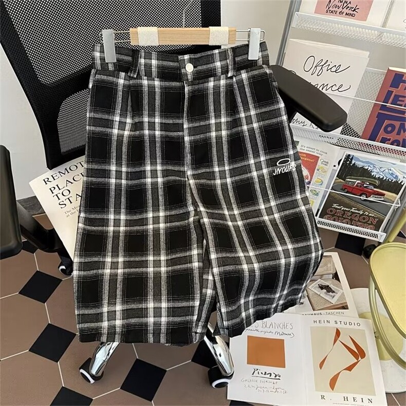 2024年夏季新款休闲格子刺绣西裤头7分裤JD32P35，男装西裤，星座1116-2