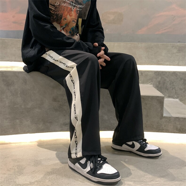 古着vintage日系垂坠感阔腿裤子男ins潮流百搭新款运动裤GK88-P32,男装休闲裤,星座1008