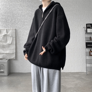 8XL-M毛衣男特大码宽松潮牌慵懒风痞帅连帽套头针织衫MY1509/P75图片