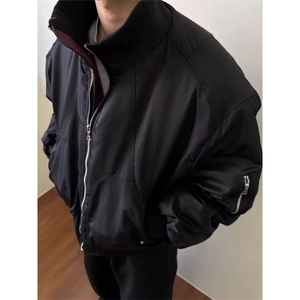 廓形宽松短款飞行员棉服男冬季加厚夹棉保暖棒球服夹克外套图片