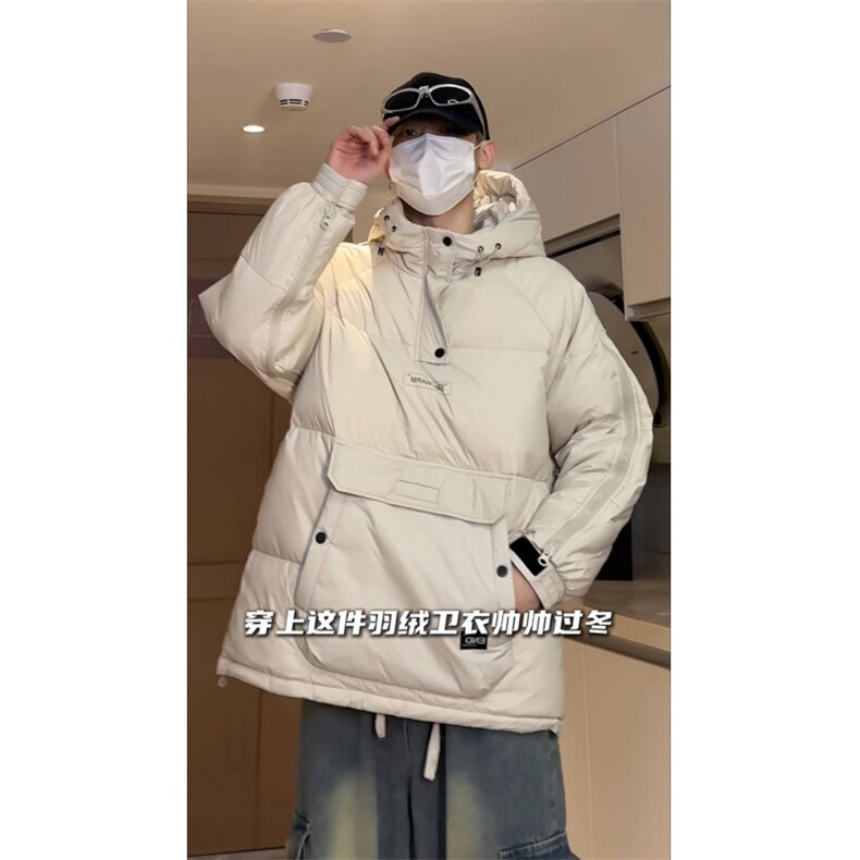 男士加厚套头羽绒服男宽松外套青年潮流冬季字母A266-YR04-P200,男装羽绒服,电商A266
