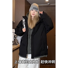 加棉新款假两件连帽棉衣外套男青少年时尚保暖棉服M2913特P70控98，男装棉衣，电商A001
