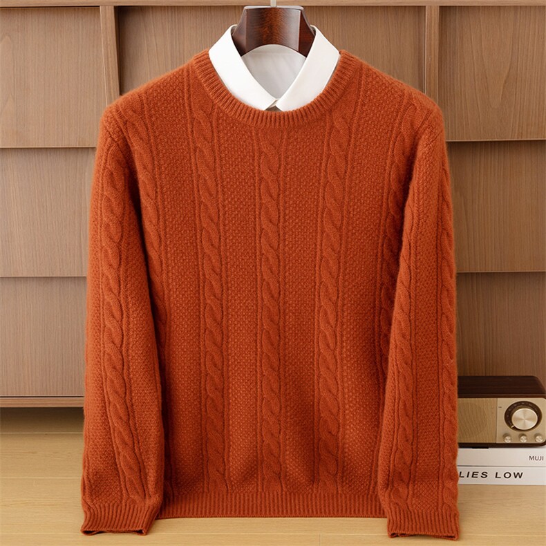 2025年秋季新款简约加厚针织男士羊绒套衫时尚休闲通勤百搭，男装羊绒套衫，鼎坤羊绒