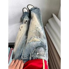 星星印花黄泥染牛仔裤子女潮牌高街vibe显瘦做旧直筒长裤NT47，男装牛仔裤，星座1116A（原606A-3）