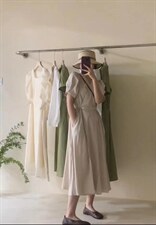 【一眼心动】夏季新款一粒口一片式百搭连衣裙，女装连衣裙，Waves smile