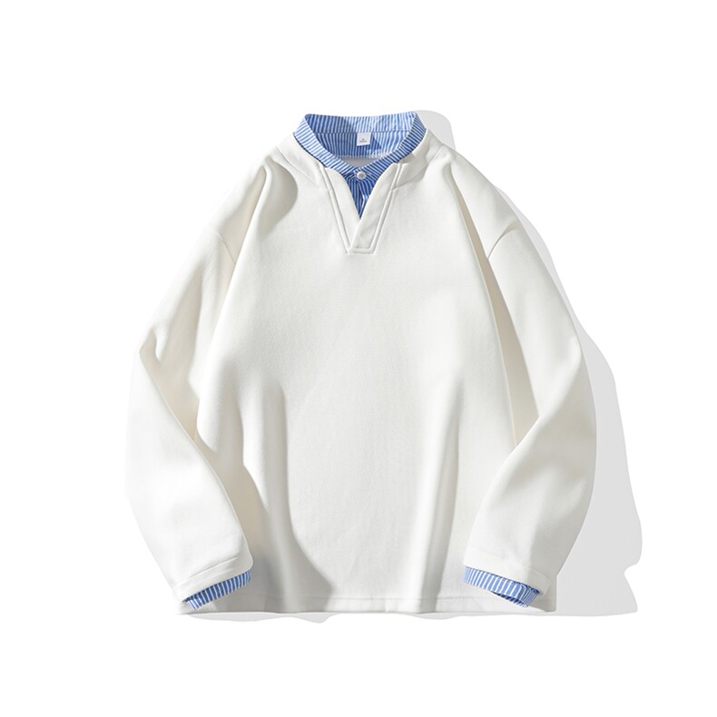 Y503-P45港风假两件小立领卫衣男落肩打底衫潮流百搭上衣外，男装T恤，星座1204