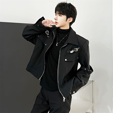 （）短款夹克男小众金属解构外套男(裤子2611）5061-P95，男装夹克，星座910-5