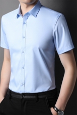 F82321钱塘2020-1中年男士商务休闲百搭简约短袖衬衫P50，男装T恤，钱塘207-1
