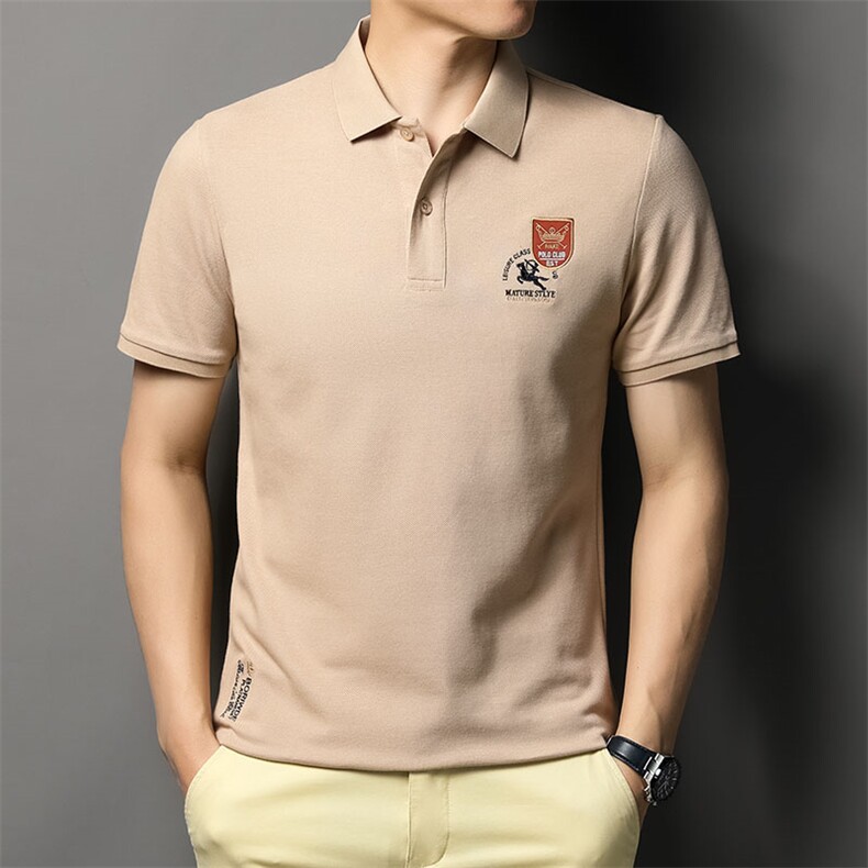 2023夏季新款短袖t恤男士商务休闲polo衫纯棉有领体恤修身上衣服T,男装T恤,电商B212（原钱塘6029）