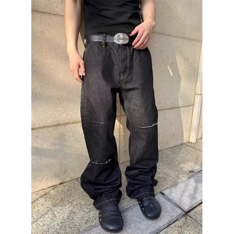 立体刺绣牛仔手工破坏直筒百搭水洗做旧宽松牛仔裤N07,男装牛仔裤,星座1116A（原606A-3）