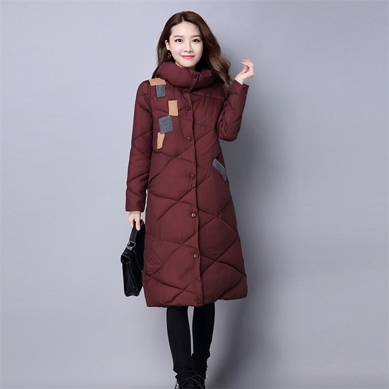 加厚长袖排扣纯色棉衣/棉服简约百搭甜美直筒长款2020年冬季，女装棉衣/棉服，独衣靓