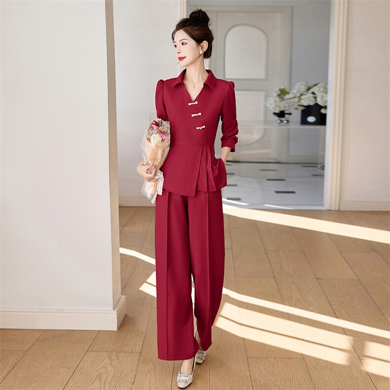 春季上衣裤子两件套套装喜婆婆礼服高贵年轻结婚衣服妈妈喜服婚宴,女装套装/套裙,妙形