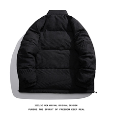 白底22冬季新款特殊材质贴标设计感纯色立领羽绒服YR201P245控298，男装羽绒服，电商A247-1