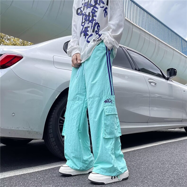 多巴胺穿搭彩色三条杠口袋工装裤辣妹美式休闲裤RDK17P40,男装休闲裤,星座1116-2