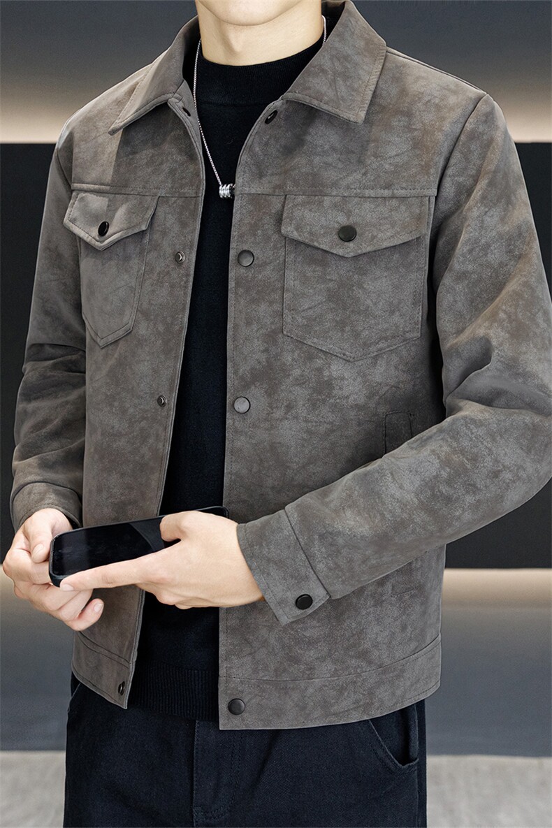加绒款皮衣外套复古百搭宽松机车服pu皮夹克JK2566常规P78加绒P88,男装夹克,星座301B-1