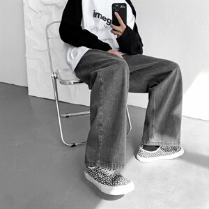 秋季高街拖地牛仔裤男hiphop裤子直筒宽松潮牌休闲长裤7067-p45，男装牛仔裤，星座1008