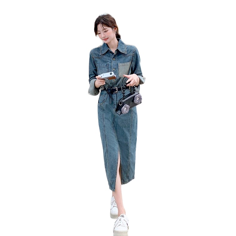 现货2025秋季新款韩系牛仔连衣裙2C057-8126-P145-K218,女装连衣裙,2C057