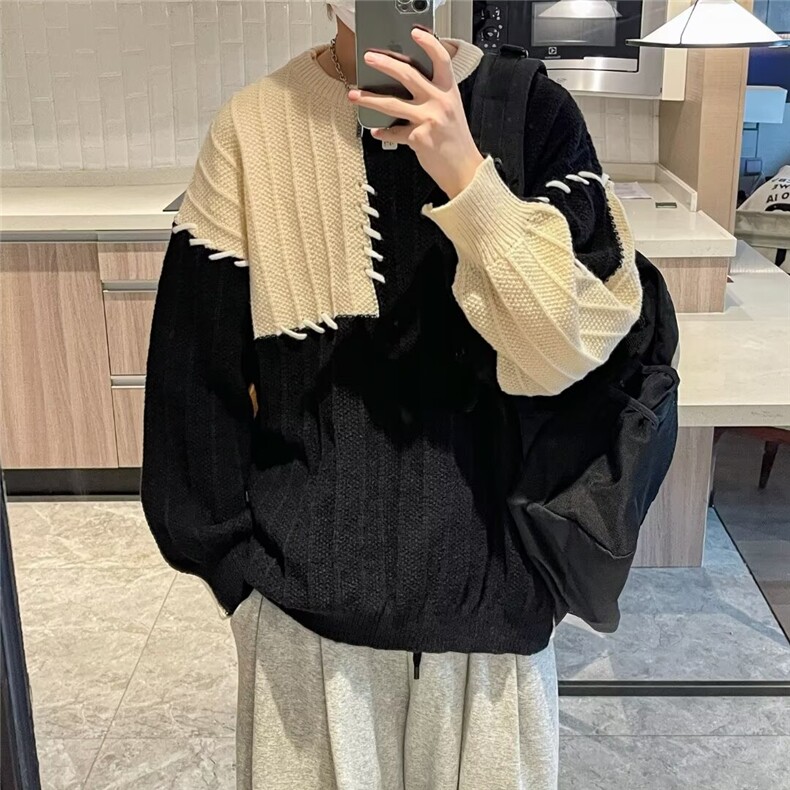 美式圆领毛衣男慵懒风休闲针织衫A6008P48,男装针织衫/毛衣,星座1116-2