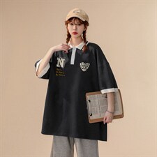 中性夏季潮流简约全棉宽松情侣短袖POLO衫T恤PL279P45控68，男装T恤，A247A