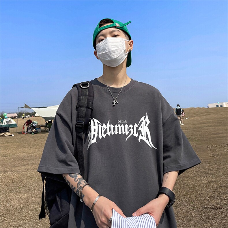 抖音得物二开现货220克夏装重磅美式高街宽松短袖t恤MT290,男装T恤,电商A486-1
