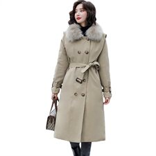 2025冬季新款简约时尚系带收腰气质真大毛领新派克服棉服，女装棉衣/棉服，卡杰菲