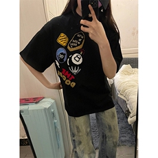 万针全刺绣工艺得物抖音高品质260克纯棉双纱美式高街短袖T恤P33，男装T恤，电商A486