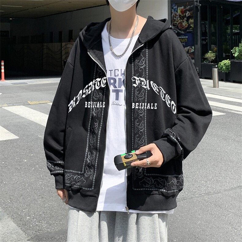 盐系开衫卫衣春秋潮牌连帽外套宽松百搭ins潮炸街上衣  W1724-P44图片