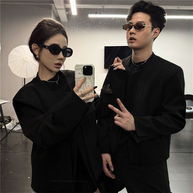 网图「TtAU」秋季新款双层结构无扣拼接门襟设计西服XF408-P75,男装西服,星座1213