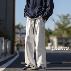 秋季纯棉阔腿运动长裤直筒休闲裤宽松美式潮牌裤子K662-特批-41，女装休闲裤，星座718-1