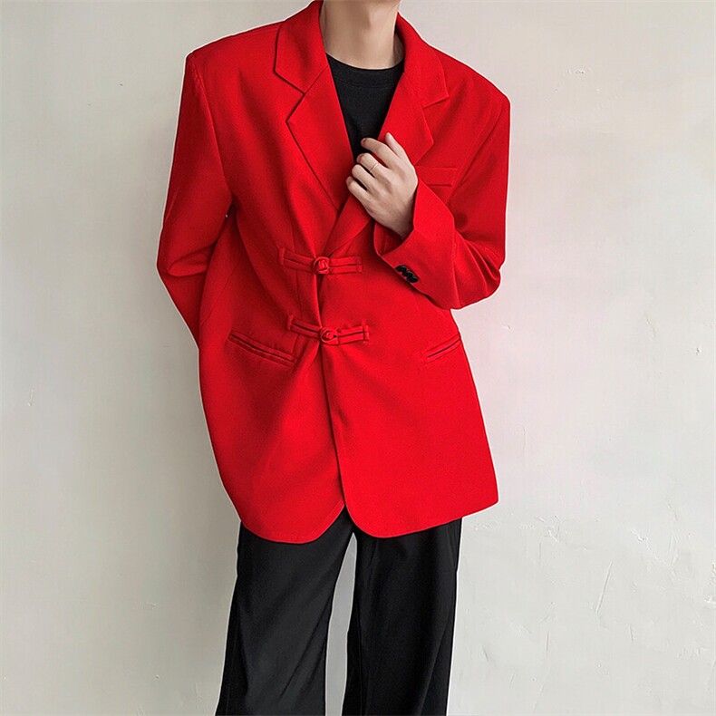改良新中式红色西装外套男士风宽松盘扣西服春秋XF724P108,男装西服,星座512-1（原513-3）