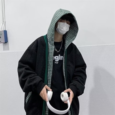 假两件外套男秋冬季韩版潮流格子拼接夹克潮牌休闲上衣JK736-p60，男装夹克，星座1008-1
