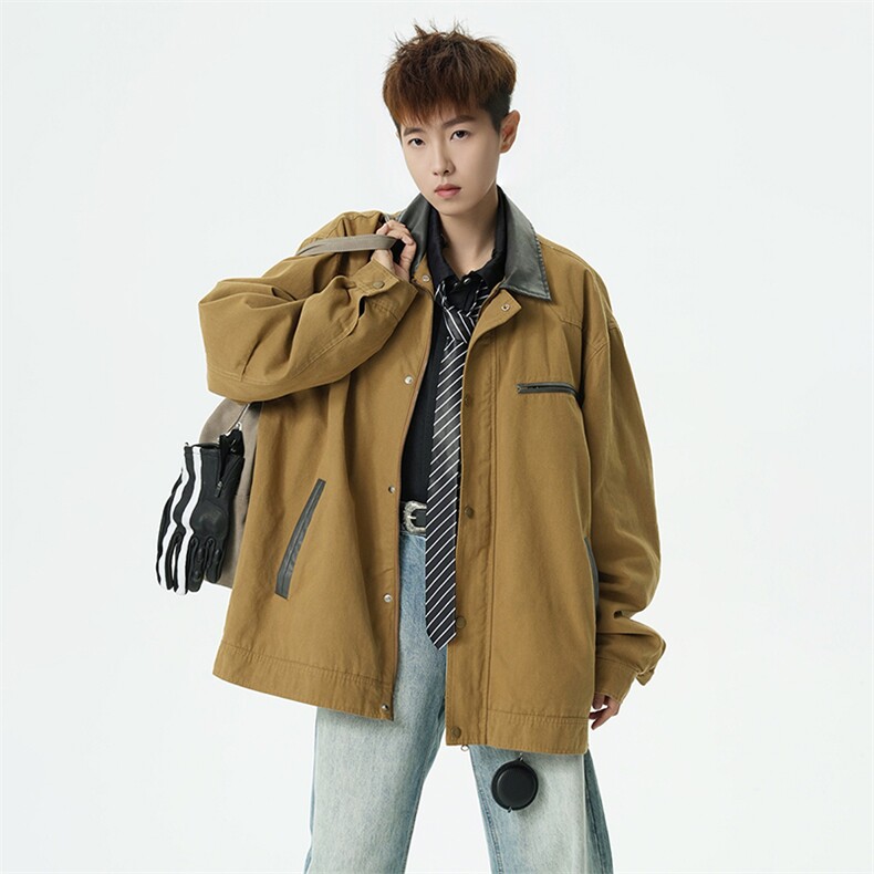 2026春季新款现货翻领夹克男纯棉上衣外套DSA157B-JK7940-特P85,男装夹克,电商A157B