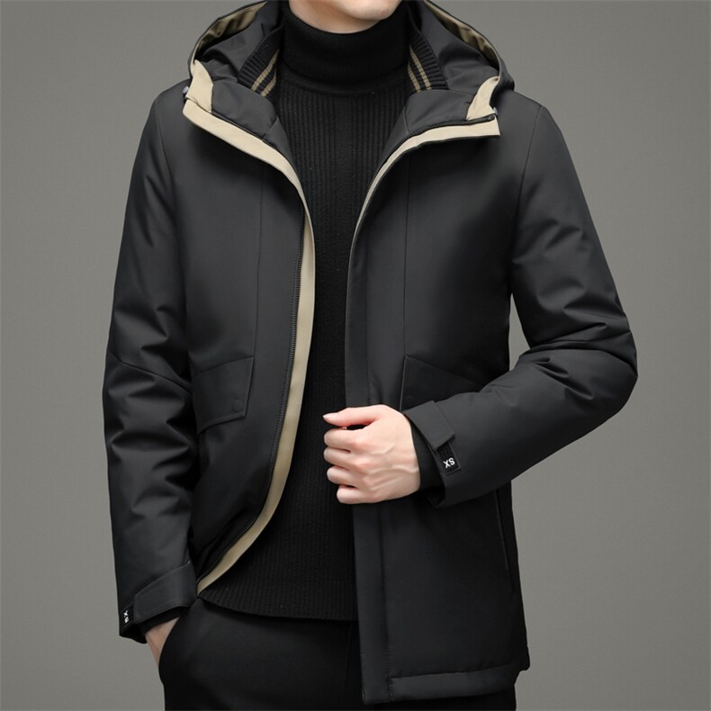 冬季新款中年男士白鸭绒连帽羽绒服男爸爸冬装外套YL5906-P305图片