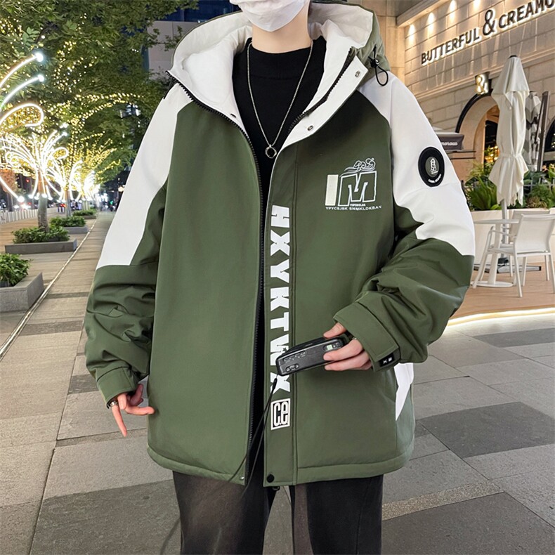 加绒加厚连帽夹克男秋冬时尚潮流加厚棉衣男外套MY1686-P73图片