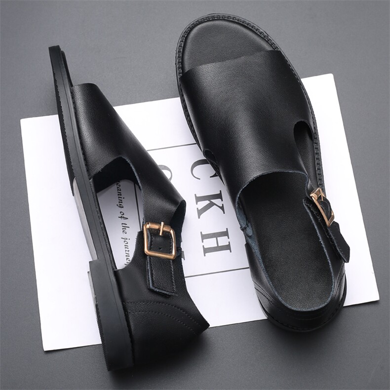 罗马凉鞋男潮流青年男式皮凉鞋真皮牛皮男士凉鞋夏男鞋，男鞋拖鞋，星座1407-3