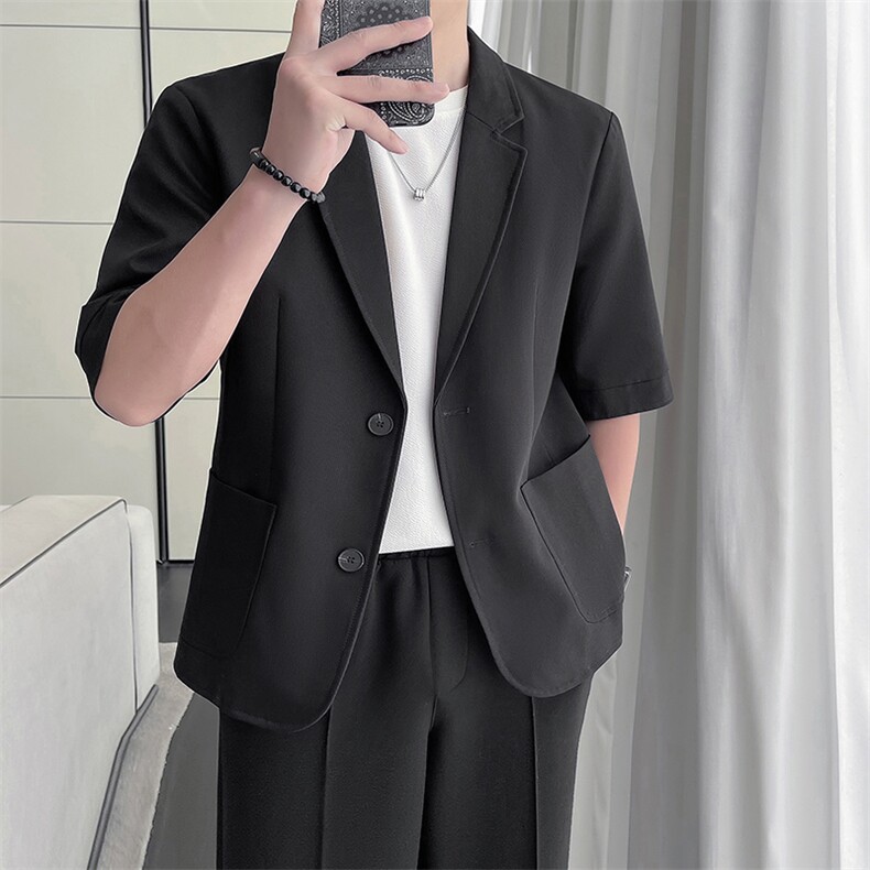 轻熟风~2025春季新款百搭贴袋设计薄款中袖西装X902/P95,男装西服套装,电商B331