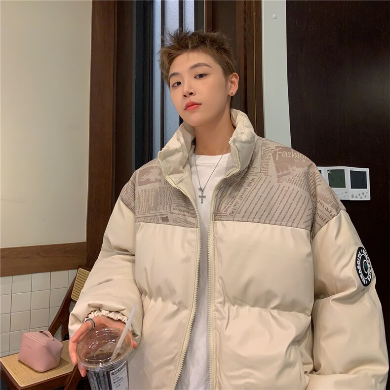 PU皮棉服冬季宽松港风棉衣立领冬装棉袄PM01-P115限158抖音控178,男装棉衣,电商B370
