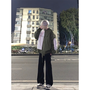 高街vibe纯黑色牛仔裤男款夏季修身直筒弹力微喇叭裤 控价68图片
