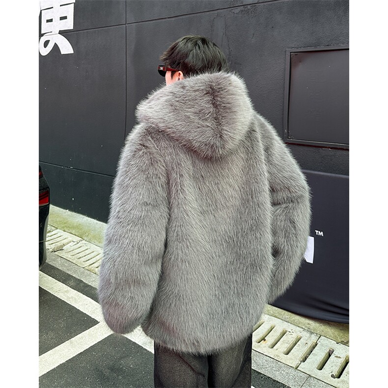 毛毛衣外套男士韩版潮流保暖百搭连帽2024冬季ins棉服MF280-P128图片