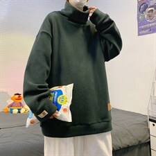 21冬季男士纯色贴标加绒加厚打底衫长袖高领T恤  T201 P45限68图片