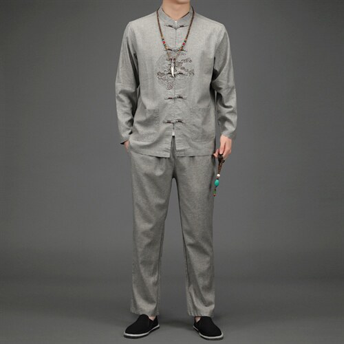 BETZ907钱塘2020-2风亚麻唐装男士中老年男装中老年套装P105，男装中老年男装，钱塘207-2