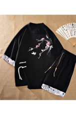 新中式风两件套夏季新中式禅意短袖t恤男套装A436-D220-P52，男装休闲套装，电商A436