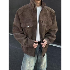 美式复古立领工装夹克男春秋季潮牌皮衣外套情侣上衣飞行机车服装，男装夹克，星座1210-1