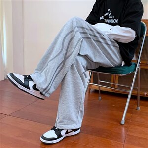 高街裤子男潮ins直筒宽松阔腿裤hiphop潮男欧美休闲长裤4318-p30图片